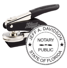 Professional Notary Seal is personalized with your name and state. Easy order!