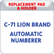 Indiana Stamp sells replacement pads for many self-inking stamps, including the Lion C-71 Automatic Numbering Machine.