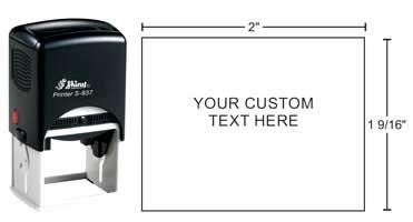 Shiny S-837 self-inking stamp from Indiana Stamp. Personalize with your art or up to 9 lines of text.