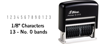 Shiny S-313 Numbering Stamp is great for stamping number sequences that may change frequently. Has 13 bands that allow you to easily change the stamp information.