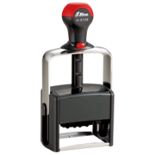 HM-6108 Shiny Heavy Metal Self-inking Date Stamps can be customized with text above or below the date and will stand up to industrial and heavy office use.