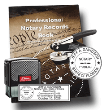 Save over $20 with our 3-piece Notary Kit! Includes a custom Embossing Seal, custom Stamp with Seal and Commission info, and Professional Notary Records Book.