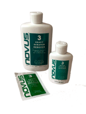 Novus No. 3 removes heavy scratches and abrasions from acrylics and most plastics. Great for sneeze guards, transparent barriers, and face shields.