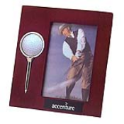 rosewood finished picture frame with golf ball and tee, high gloss rosewood frame, tropar, airflyte, engravable brass plate, personalized gifts