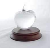 48185 Crystal Apple Paperweight on Walnut Base