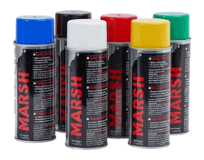 Marsh Spray Ink makes bold, permanent, waterproof marks on any surface. Popular for industrial applications and stencil marking, they are lead free, CFC Free, and CFHC-Free.