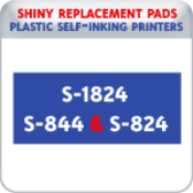 Indiana Stamp sells the complete line of Shiny brand stamping products, including replacement pads for Shiny S-1824/S-844/S-824 plastic self-inking stamps.