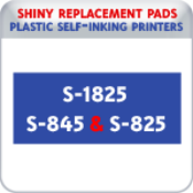 Indiana Stamp sells the complete line of Shiny brand stamping products, including replacement pads for Shiny S-1825/S-845/S-825 plastic self-inking stamps.