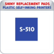 Indiana Stamp sells the complete line of Shiny brand stamping products, including replacement pads for Shiny S-510 plastic self-inking stamps.