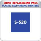 Indiana Stamp sells the complete line of Shiny brand stamping products, including replacement pads for Shiny S-520 plastic self-inking stamps.