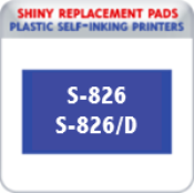 Indiana Stamp sells the complete line of Shiny brand stamping products, including replacement pads for Shiny S-826 & S-826D plastic self-inking stamps.