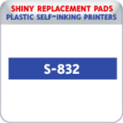Indiana Stamp sells the complete line of Shiny brand stamping products, including replacement pads for Shiny S-832 plastic self-inking stamps.