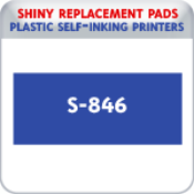 Indiana Stamp sells the complete line of Shiny brand stamping products, including replacement pads for Shiny S-846 plastic self-inking stamps.