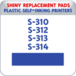 Indiana Stamp sells the complete line of Shiny brand stamping products, including replacement pads for Shiny S-310,S-312, S-313,S-314 plastic self-inking stamps.