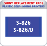 Indiana Stamp sells the complete line of Shiny brand stamping products, including replacement pads for Shiny S-826 & S-826D plastic self-inking stamps.