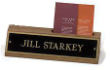 Engraved Wood Desk Plate with Business Card Holders say your name with elegance.