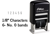 Shiny S-309 Numbering Stamp is great for stamping number sequences that may change frequently. Has 6 bands that allow you to easily change the stamp information.