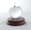 48185 CRYSTAL APPLE PAPERWEIGHT - 48185 Crystal Apple Paperweight on Walnut Base