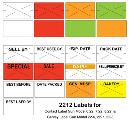 22-7 22-8 Price Gun//Labelers 11,000 Labels with Security Slits 9 Rolls Free Ink Roller Veltec 2212 Fluorescent Red Pricing Labels for Garvey and Contact 22-6