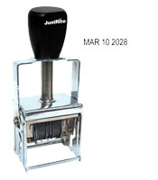 Print the date fast and easy with a Justrite Self-Inking Date Stamp SID 0 - 3/32" Line Dater. Heavy duty dater stamps date in MMM DD YYYY format. Buy online!