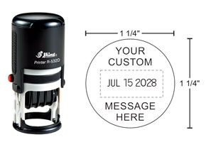 Indiana Stamp carries the full line of Shiny brand stamps, including the R-532D self-inking round date stamp. Covered date bands keep hands clean. Order online!