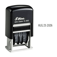 Shiny self-inking ES-300 mini date stamp is an excellent choice for date stamping at home or in the office. Self-inking stamp is quick, reliable, and ready to go.