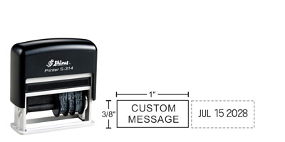 Buy the Shiny ES-314 simple dater from Indiana Stamp, located in Fort Wayne, Indiana.