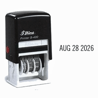 Shiny self-inking ES-400 mini date stamp is an excellent choice for date stamping at home or in the office. Self-inking stamp is quick, reliable, and ready to go.