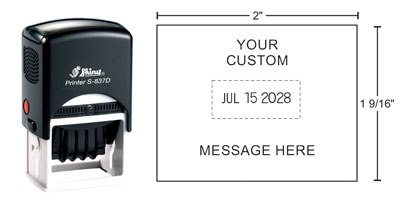 Indiana Stamp carries the full line of Shiny brand stamps, including the S-837D self-inking date stamp. Covered date bands keep hands clean. Order online!