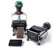 Indiana Stamp sells Shiny Heavy Metal Self-Inking Date Stamp with Message, as well as replacement pads and ink.