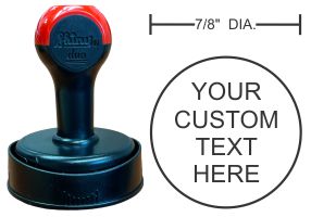 Shiny Duo Hand Stamps are easy to use and have a snap-on cover to keep your stamps — and your desk — neat and clean. HS78 offers a print area of 7/8" Dia.