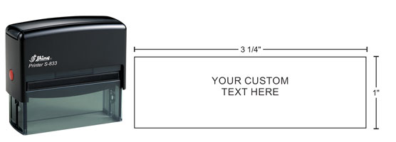 Indiana Stamp sells the Shiny S-833 self-inking hand stamp at competitive prices. 1"x3-1/2" copy area. Available in black,blue,red and more.